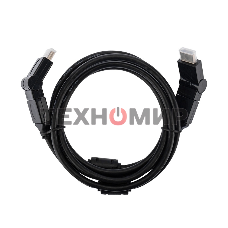 Кабель Rexant HDMI - HDMI с фильтрами, длина 2 метра, угловой 360° (GOLD) (PVC пакет)