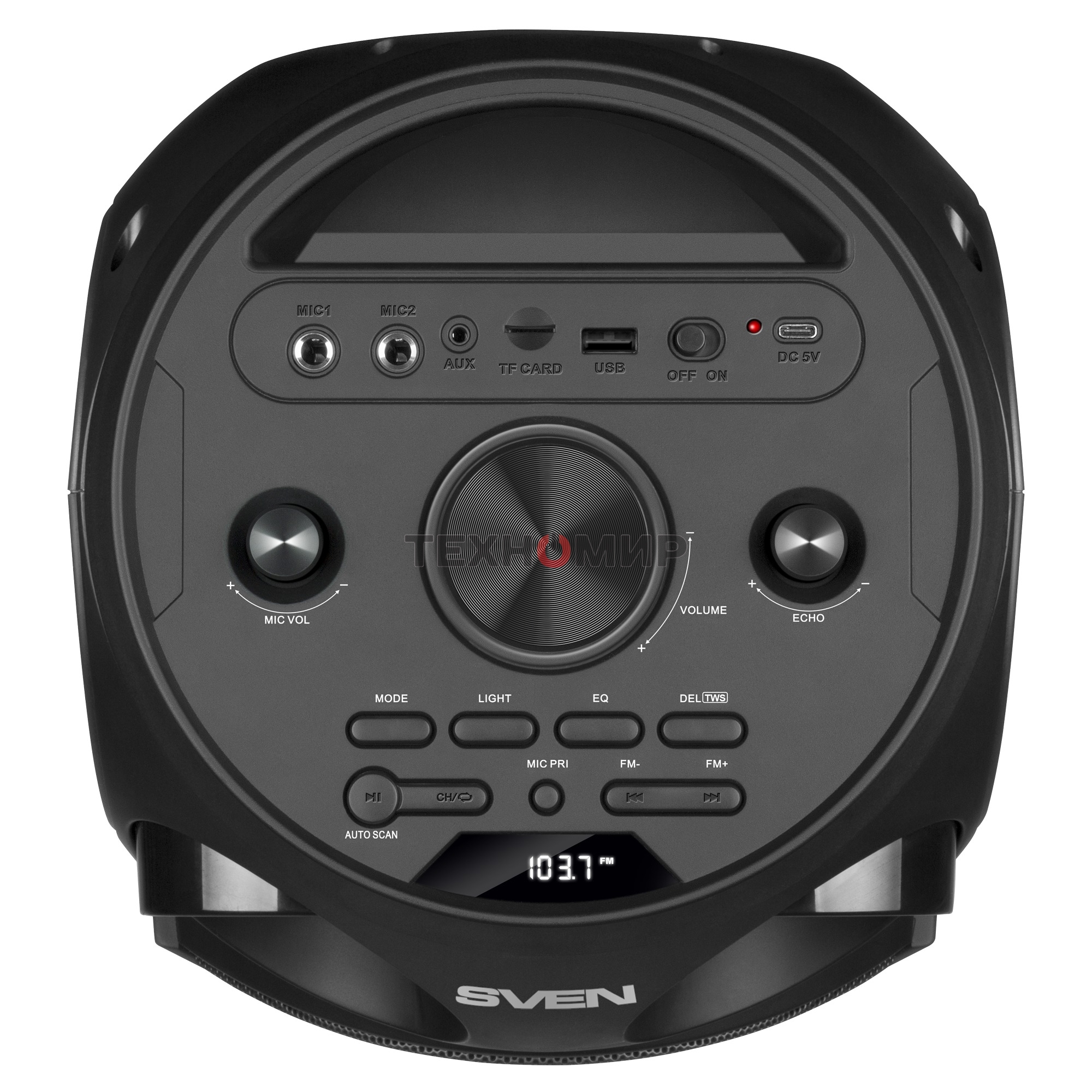 Колонка АС Sven PS-750, черный (80 Вт, TWS, Bluetooth, FM, USB, microSD, LED-дисплей, 2х4400мА*ч)