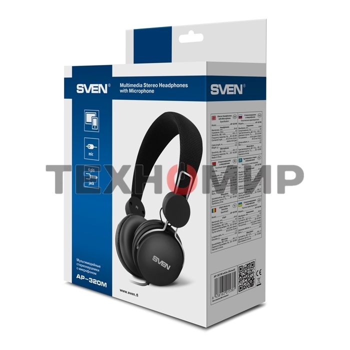 Наушники SVEN AP-320M черный микрофон