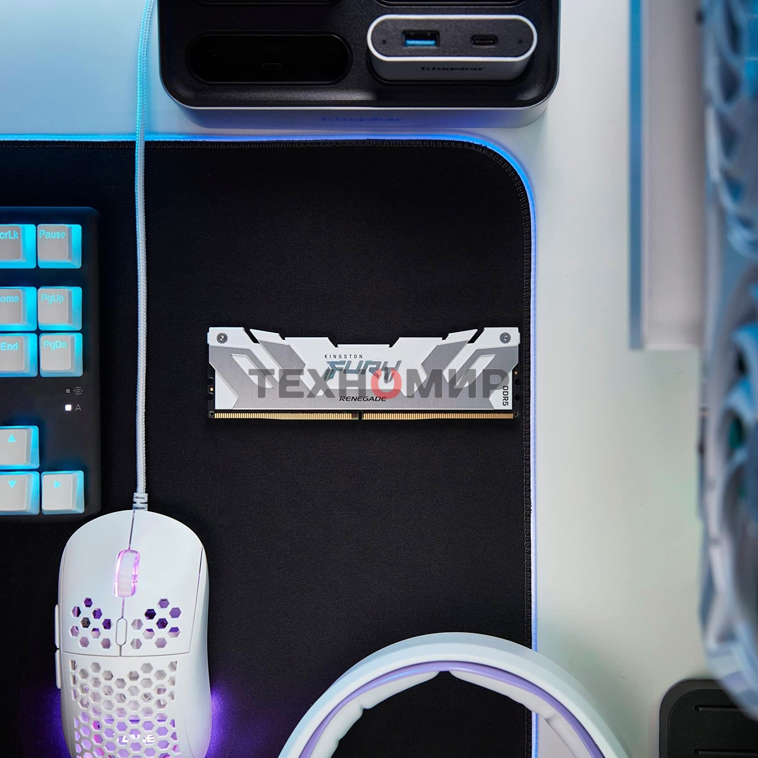 Оперативная память Kingston Fury Renegade, DDR5, 32Gb (1x32Gb), 6400MHz, CL32, DIMM, радиатор, белый