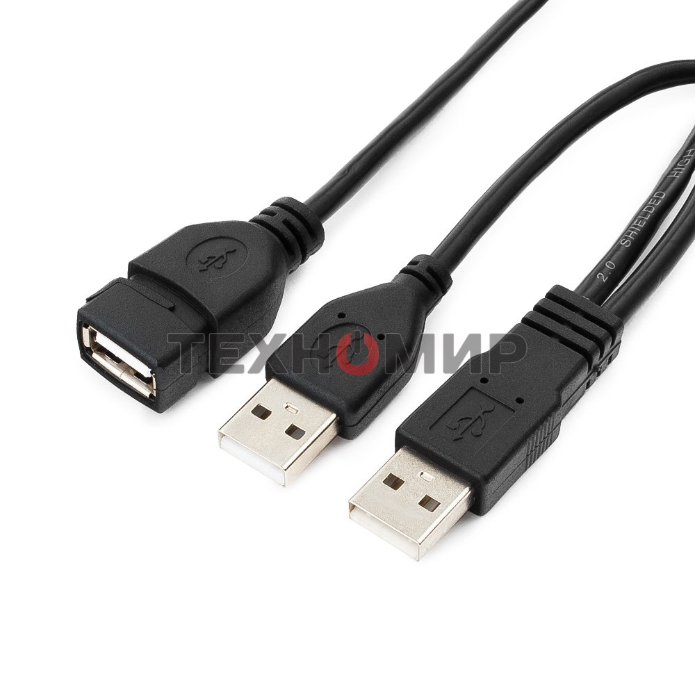 Кабель удлинитель USB 2.0 2xAM/AF 1.8м Gembird PRO, позол.конт., черный, пакет
