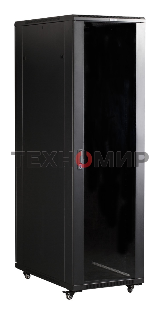 Шкаф серверный Lanmaster (TWT-CBB-42U-8X10-G1) напольный 42U 800x1000 мм пер. дв. стекл. задн. дв. двуст. 2 бок. пан. 800 кг черный IP20