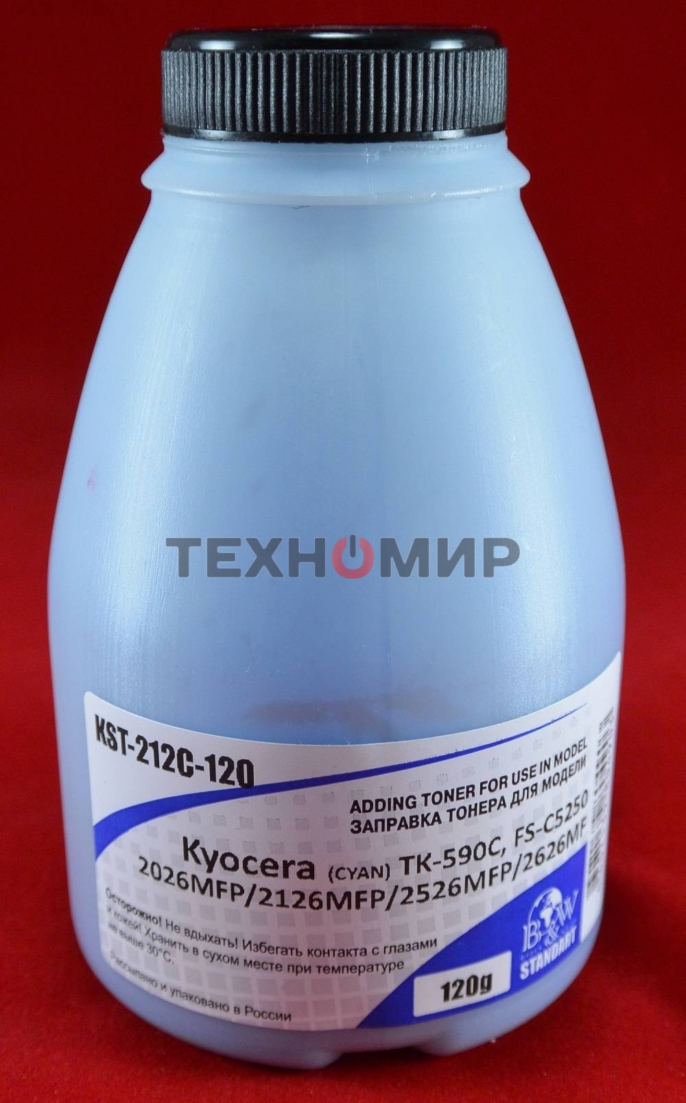 Тонер Kyocera TK-590C, FS-C5250/2026MFP/2126MFP/2526MFP/2626MF Cyan (фл. 120г) 5K B&W Standart (Tomoegawa) фас России