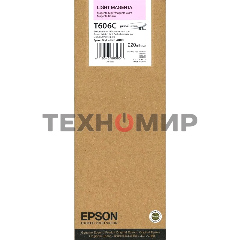 Картридж струйный Epson C13T606C00 светло-пурпурный (220 мл) для Stylus Pro 4800