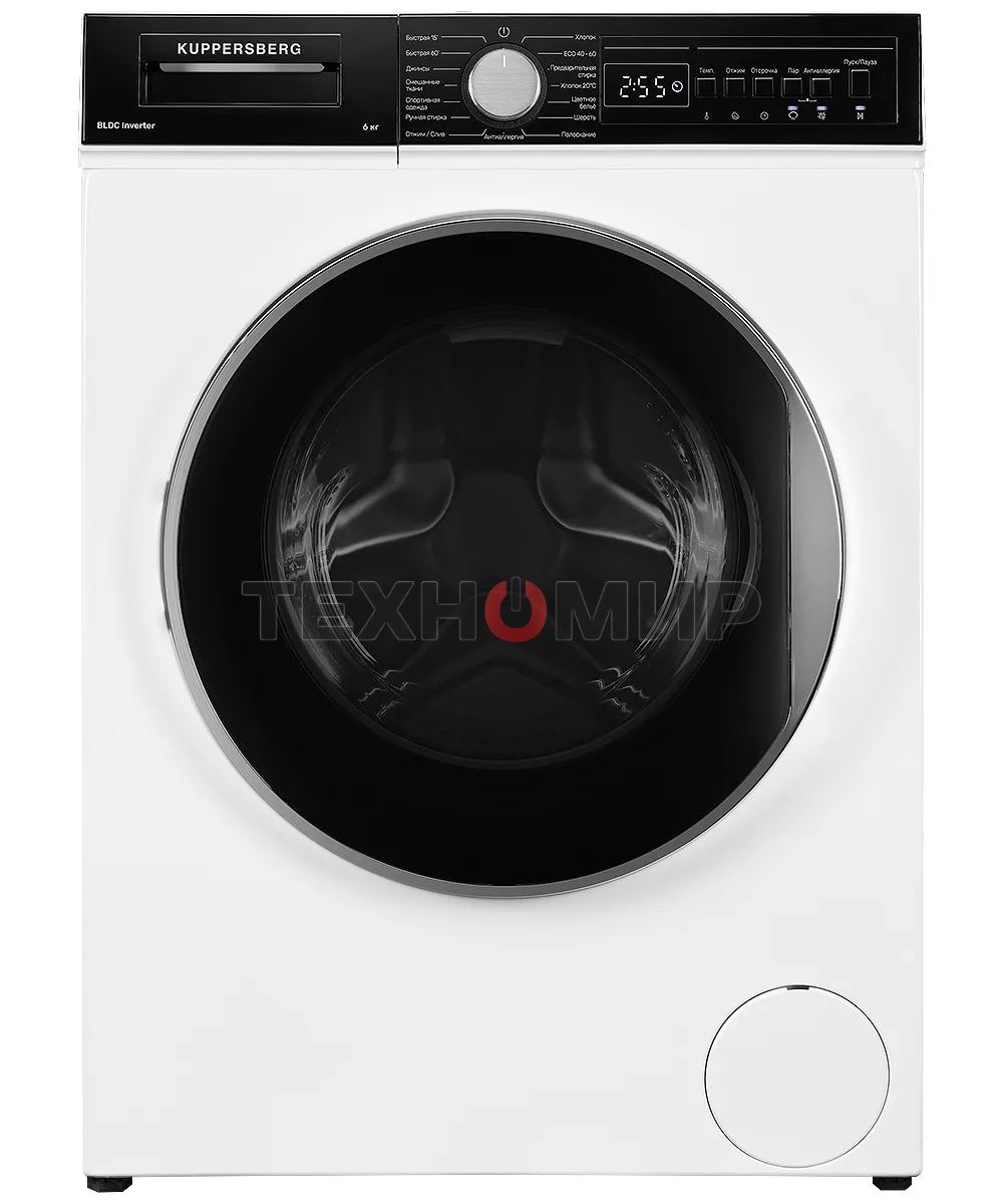 Отдельностоящая стиральная машина Kuppersberg WM 410 W, глубина 45 см, загрузка белья 6 кг, кнопочное управление, Отжим 1200 об.мин, 15 программ, Отложенный старт, Блокировка от детей, Уровень шума при стирке 50 дБ, Уровень шума при отжиме 75 дБ, Барабан 