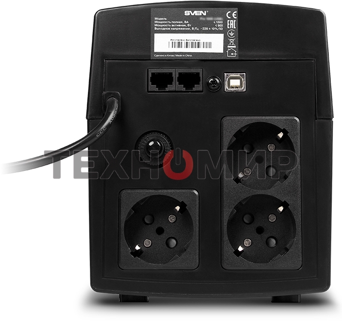 Источник бесперебойного питания UPS Sven Pro 1500 (1000 WA, LCD, USB, RG-45, 3 евро розетки)