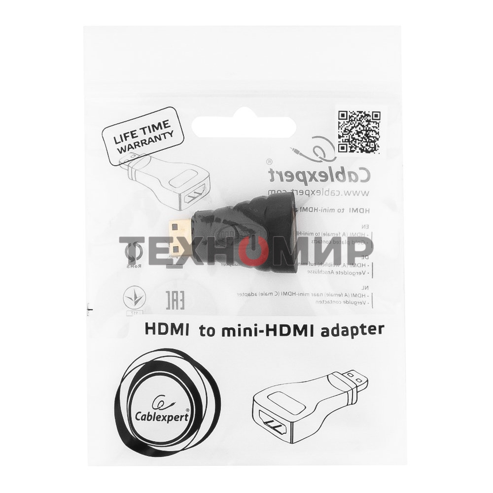 Переходник Gembird Переходник HDMI-miniHDMI 19F/19M, золотые разъемы, пакет