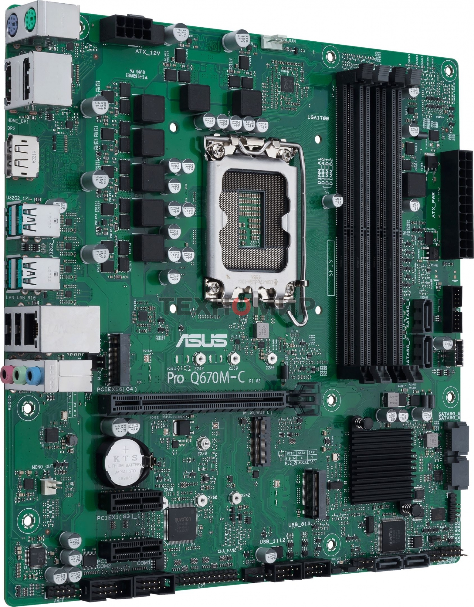 Материнская плата ASUS Pro Q670M-C-CSM, LGA 1700, Intel Q670, 4xDDR5, 6xSATA, 2xM.2, 1xPCIe 4.0 x16, 1xHDMI, 2xDP, 1x1Gb LAN, 4xUSB-A 3.2 Gen 2, 3x3.5 мм, 7.1, mATX