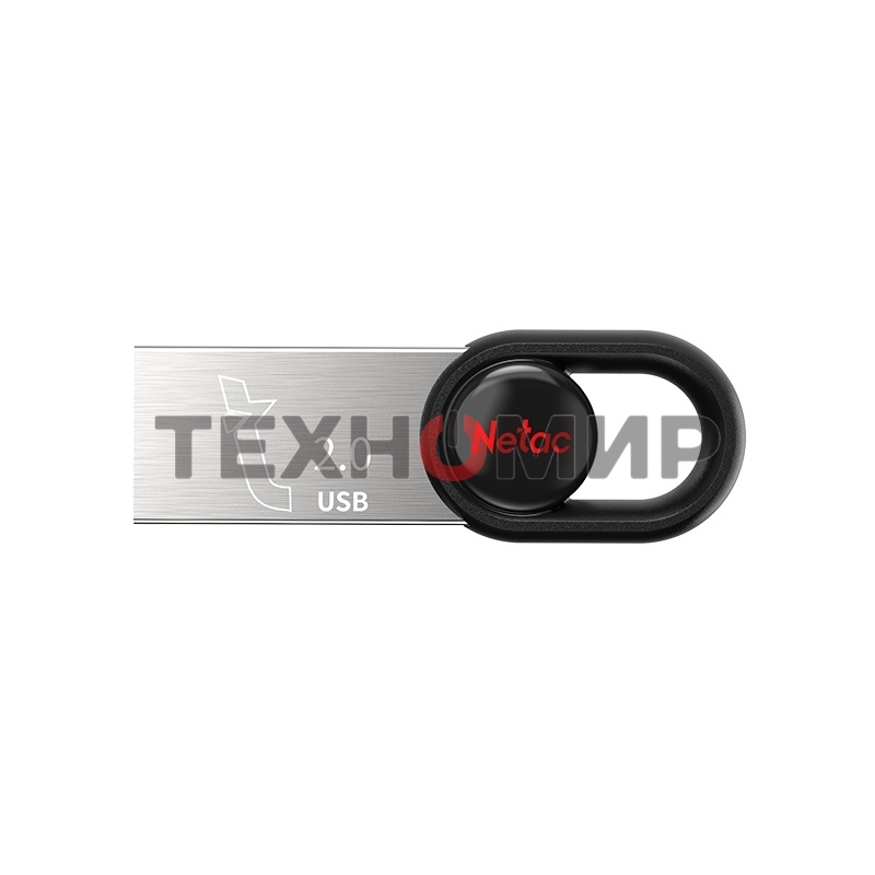 Флешка USB Netac UM2 (NT03UM2N-064G-20BK), 64Gb, USB 2.0, R/W 100/40, серебристый/черный