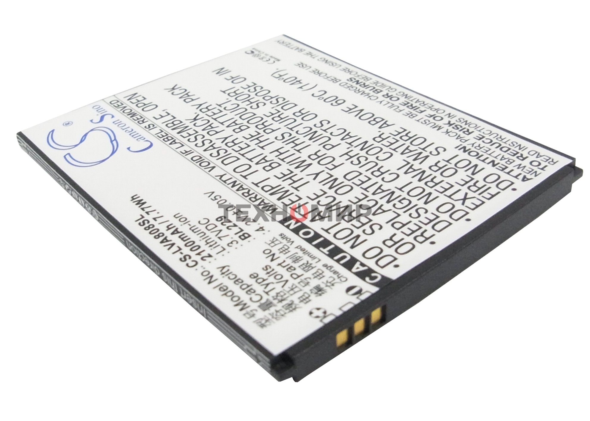 Аккумулятор CameronSino CS-LVA808SL BL229 для Lenovo A806,A806T,A8 3.7V, 2100mAh, 7.77Wh