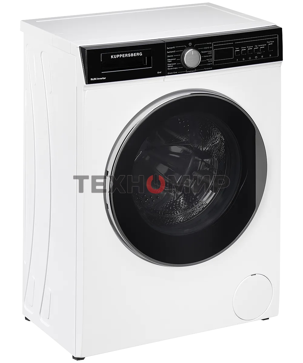 Отдельностоящая стиральная машина Kuppersberg WM 410 W, глубина 45 см, загрузка белья 6 кг, кнопочное управление, Отжим 1200 об.мин, 15 программ, Отложенный старт, Блокировка от детей, Уровень шума при стирке 50 дБ, Уровень шума при отжиме 75 дБ, Барабан 