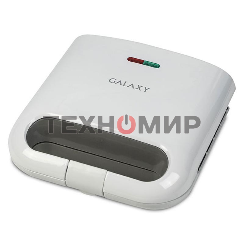 Сэндвич-тостер Galaxy Line GL 2962, белый, с несъемными пластинами, 800 Вт, индикаторы нагрева и сети, антипригарное покрытие рабочей поверхности, теплоизолированный корпус, прорезиненные ножки, препятствующие скольжению