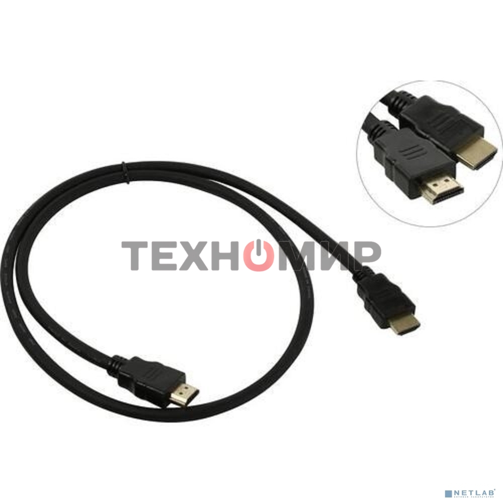 Кабель HDMI Exegate EX287729RUS EX-CC-HDMI2-1.0 (19M/19M, v2.0, 1м, 4K UHD, Ethernet, позолоченные контакты)