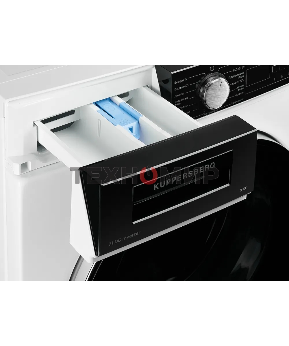 Отдельностоящая стиральная машина Kuppersberg WM 410 W, глубина 45 см, загрузка белья 6 кг, кнопочное управление, Отжим 1200 об.мин, 15 программ, Отложенный старт, Блокировка от детей, Уровень шума при стирке 50 дБ, Уровень шума при отжиме 75 дБ, Барабан 
