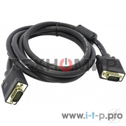 Кабель монитор - SVGA card (15M -15M) 3м 2 фильтра ExeGate позолоченные контакты, экранирование