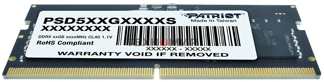 Оперативная память Patriot, DDR5, 8GB (1x8 GB), 4800 MHz, CL40, SO-DIMM