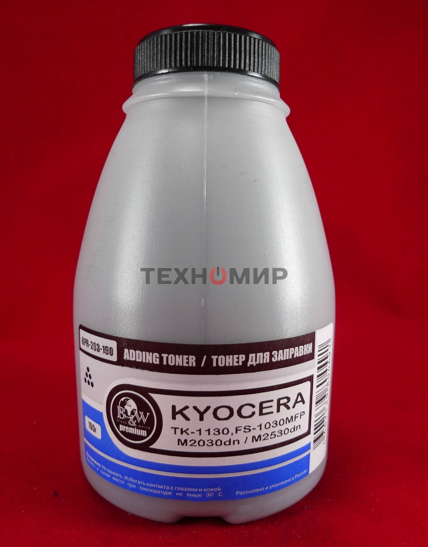 Тонер Kyocera TK-1130, FS-1030MFP/1130MFP, M2030dn/M2530dn (фл. 190г) B&W Premium (Tomoegawa) фас Россия