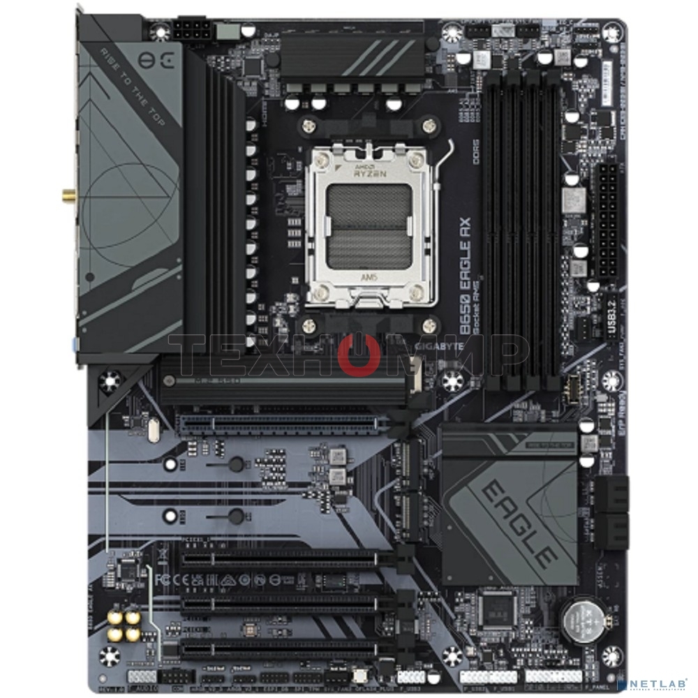 Материнская плата GIGABYTE B650 EAGLE AX (V1.1), AM5, AMD B650, 4xDDR5, 4xSATA, 3xM.2, 1xPCI-E 4.0 x16, 3xPCI-E 3.0 x1, 1xHDMI, 1xDP, 1x 1Gb LAN, 2xUSB 3.2 Gen 2, 1xUSB 3.2 Gen 1, 6xUSB 2.0, 3x3.5 мм, 7.1, Standard-ATX