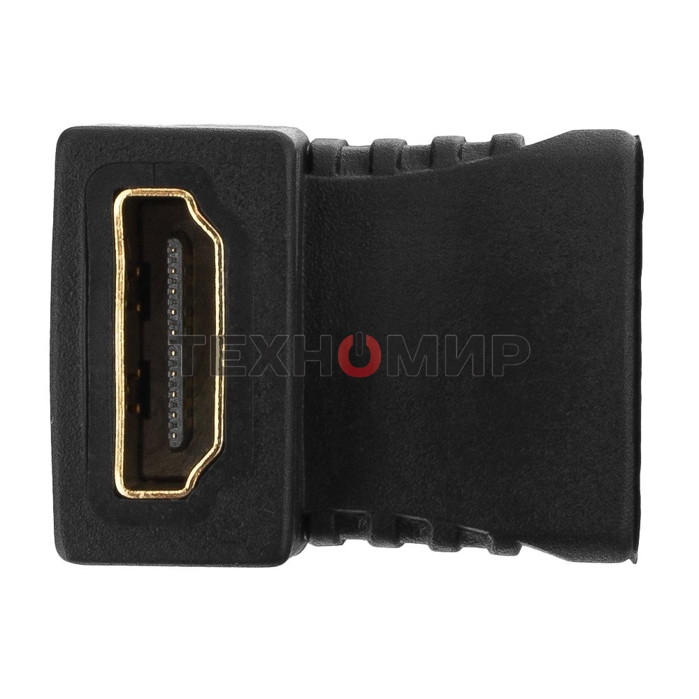 Переходник Gembird Переходник HDMI-HDMI 19F/19F, угловой, золотые разъемы, пакет