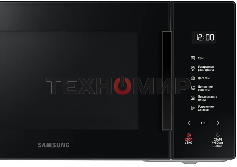 Микроволновая печь Samsung MS23T5018AK/BW черный, 23 л, 800 Вт, переключатели - сенсор