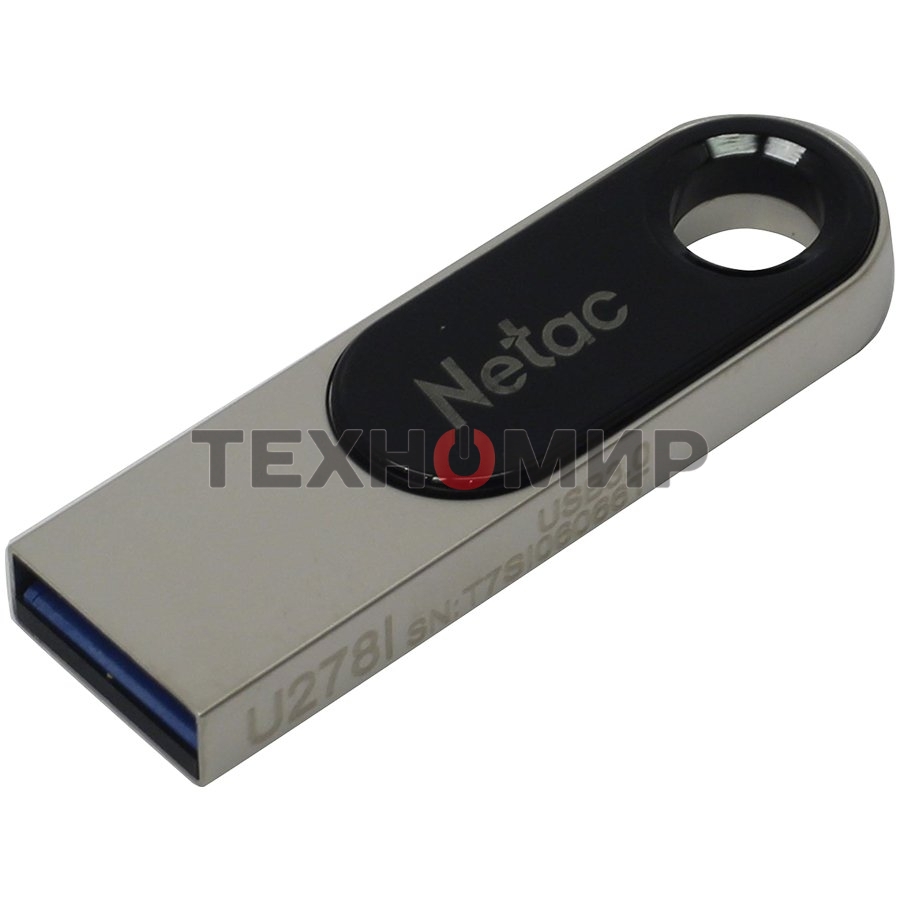 Флешка USB Netac U278 (NT03U278N-128G-30PN), 128Gb, USB 3.0, R/W 110/45, серебристый/черный