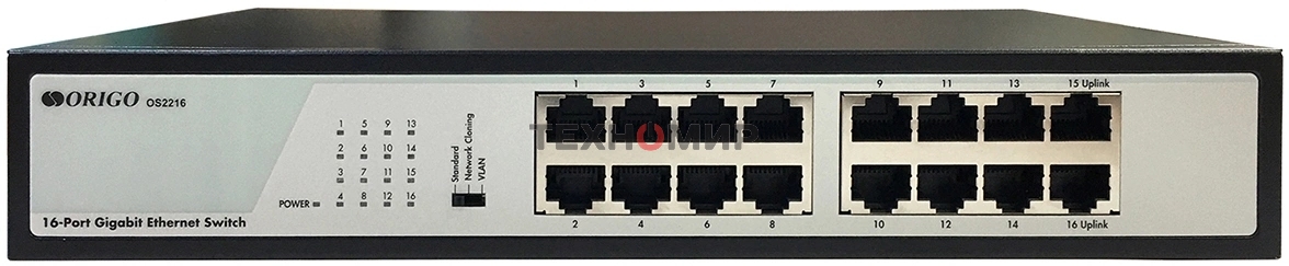 Коммутатор ORIGO Unmanaged Switch, 16x1000Base-T, 19 Rackmount Kit