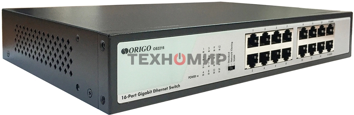 Коммутатор ORIGO Unmanaged Switch, 16x1000Base-T, 19 Rackmount Kit