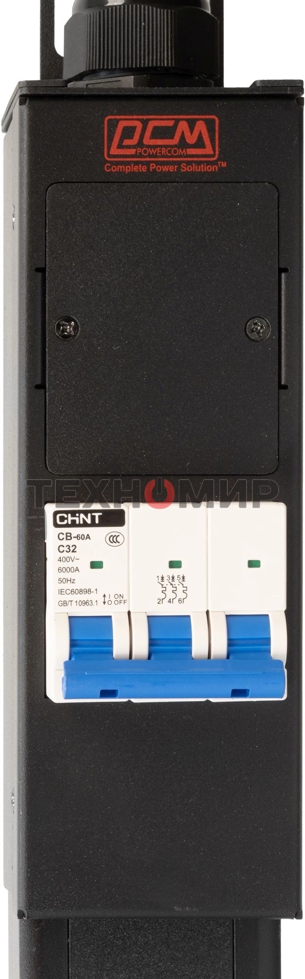 Блок распределения питания Powercom PDU-32AV24-18C3-6C9-3P верт.размещ. 18xC13 6xC19 3x32A IEC 60309 2м