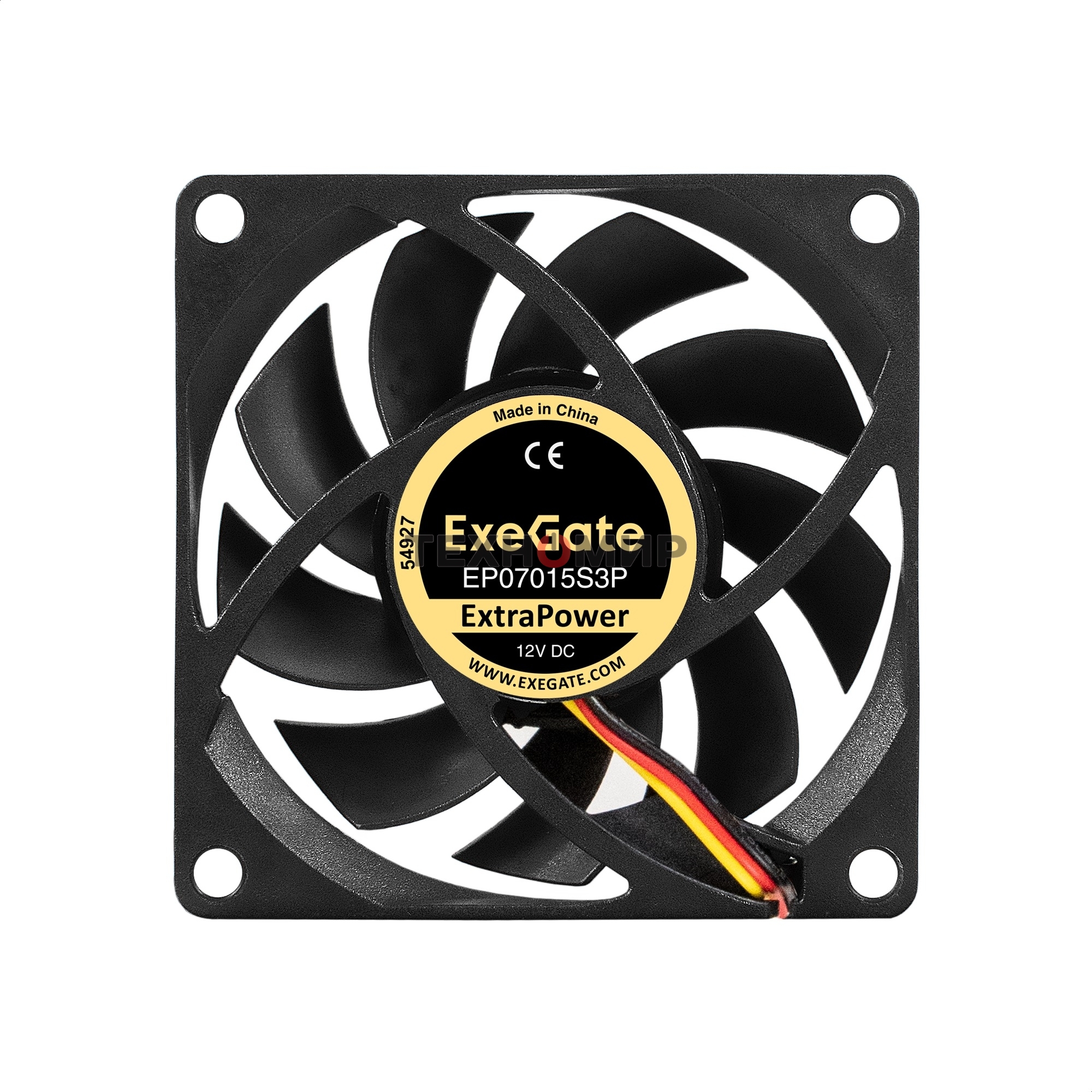 Вентилятор для корпуса ExeGate ExtraPower EP07015S3P черный, 70 мм, 3000 об/мин, 27 дБ, 3 pin