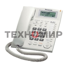 Телефон проводной Panasonic KX-TS2388RUW белый индикатор вызова,повторный набор последнего номера,4 уровня громкости звонка