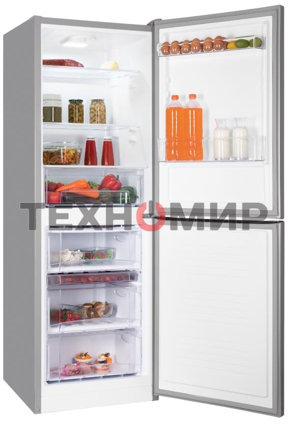 Холодильник Nordfrost NRB 151 S серебристый, двухкамерный 170/115 л морозилка снизу, ручная разморозка