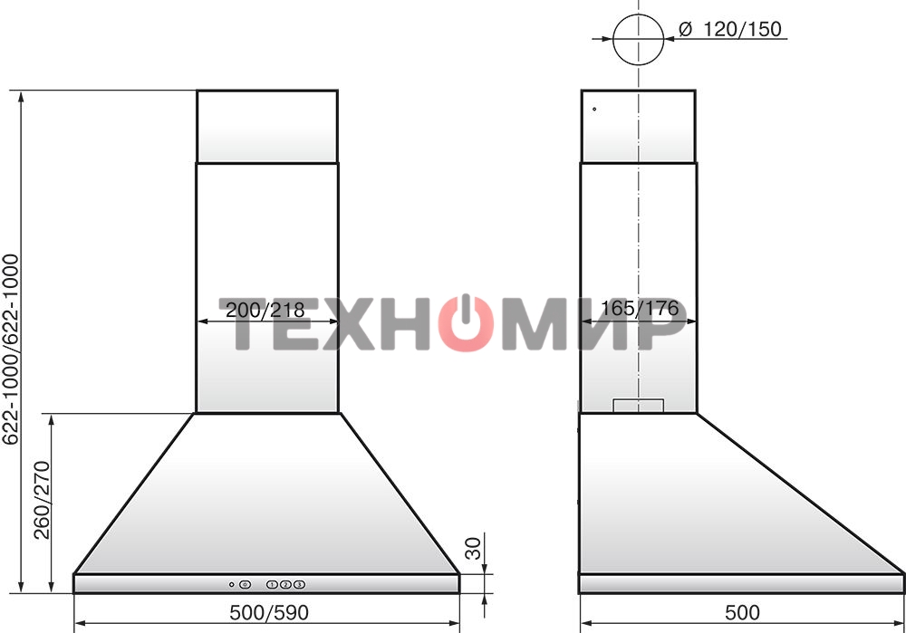 Вытяжка каминная Elikor Вента 50П-430-К3Д белый, 50 см, 430 куб. м/ч, 54 дБ
