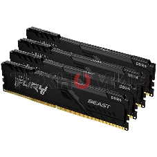 Оперативная память Kingston Fury Beast, DDR4, 32Gb (4x8GB), 3200MHz, CL16, DIMM, с радиатором, черный