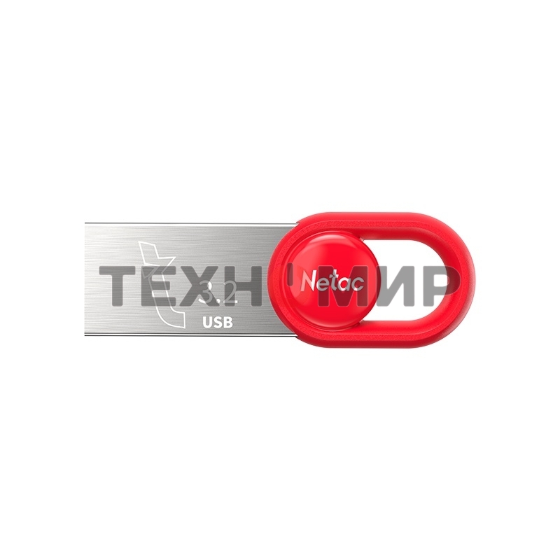 Флешка USB Netac UM2 (NT03UM2N-064G-32RE), 64Gb, USB 3.0, R/W 130/50, серебристый/красный
