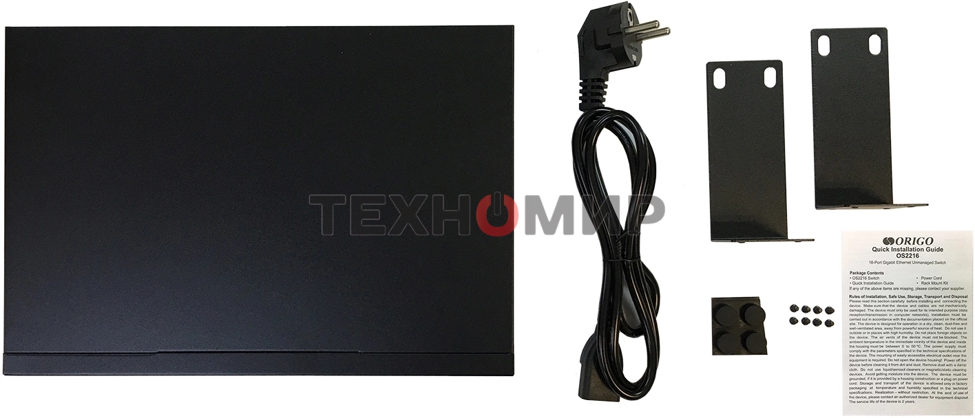 Коммутатор ORIGO Unmanaged Switch, 16x1000Base-T, 19 Rackmount Kit