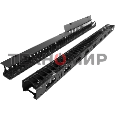 Вертикальные органайзеры с пластиковыми пальцами 149 мм, 42U, для шкафов Business шириной 800 мм, 2 шт., черные