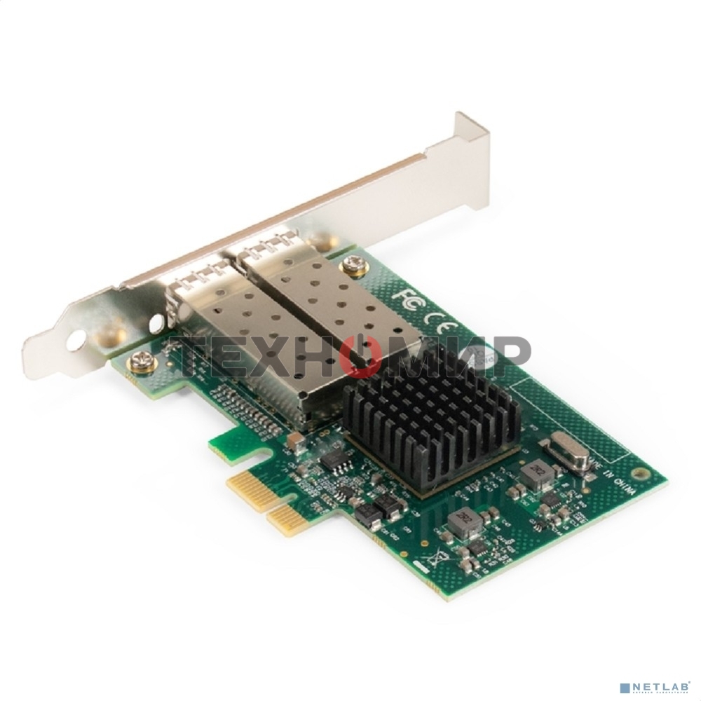 Сетевой адаптер ExeGate EXE-82576-F2 (PCI-E x1 v2.0, порты 2xSFP, 10/100/1000Mbps, Gigabit Server NIC Intel Chipset 82576-F2)
