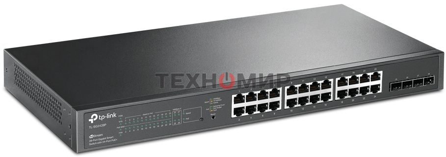 Коммутатор TP-Link TL-SG2428P JetStream гигабитный Smart коммутатор на 24 порта PoE+ и 4 SFP-слота SMB