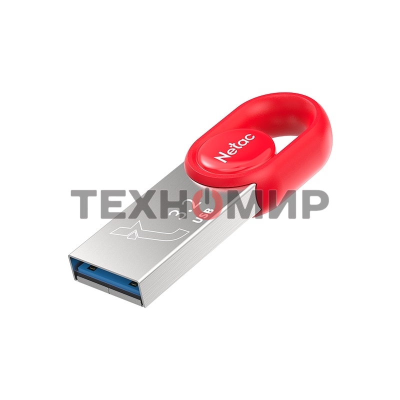 Флешка USB Netac UM2 (NT03UM2N-064G-32RE), 64Gb, USB 3.0, R/W 130/50, серебристый/красный
