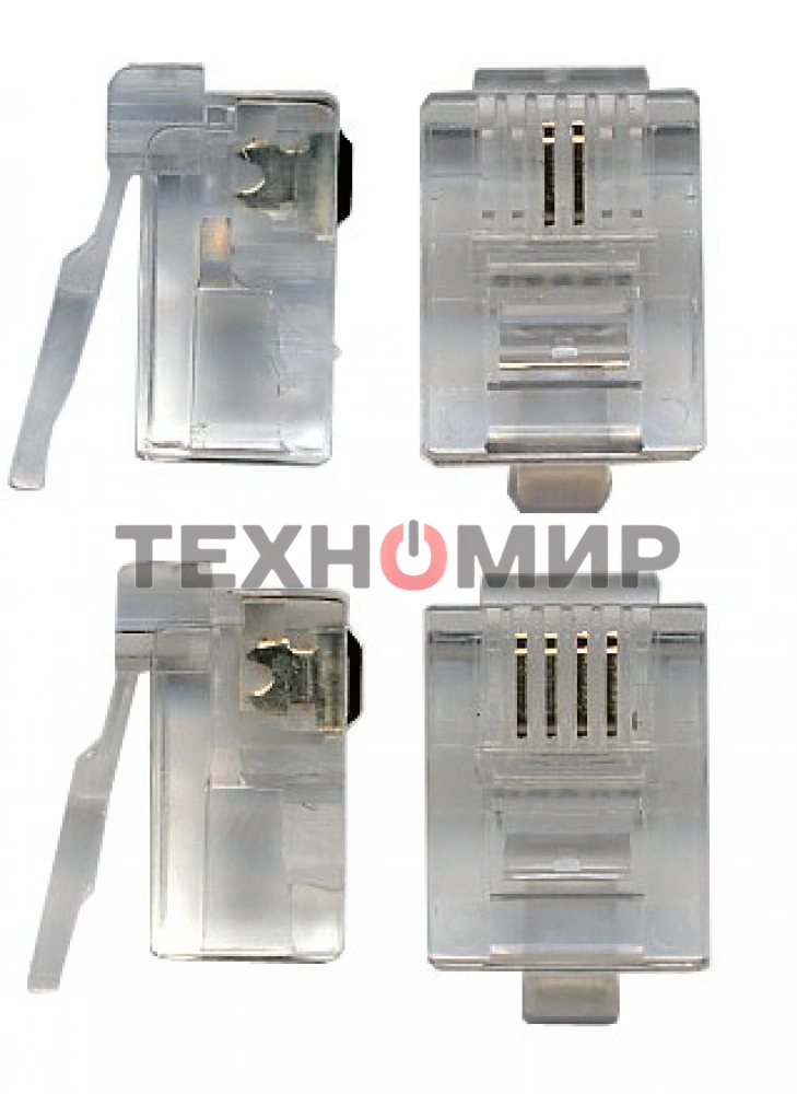 Коннектор RJ12 LANMASTER д/кабеля 6-ти контактный, 100 шт.