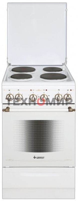 Плита электрическая Gefest ЭП Н Д 5140-01 0121 белый, конфорок 4 шт, духовка 55 л, 50 см x 85 см x 58.5 см