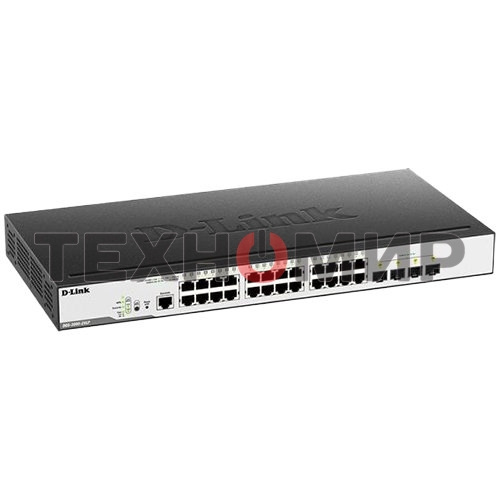 Коммутатор D-Link Switch DGS-3000-28LP/B1A Управляемый коммутатор 2 уровня с 24 портами 10/100/1000Base-T и 4 портами 1000Base-X SFP (24 порта с подде