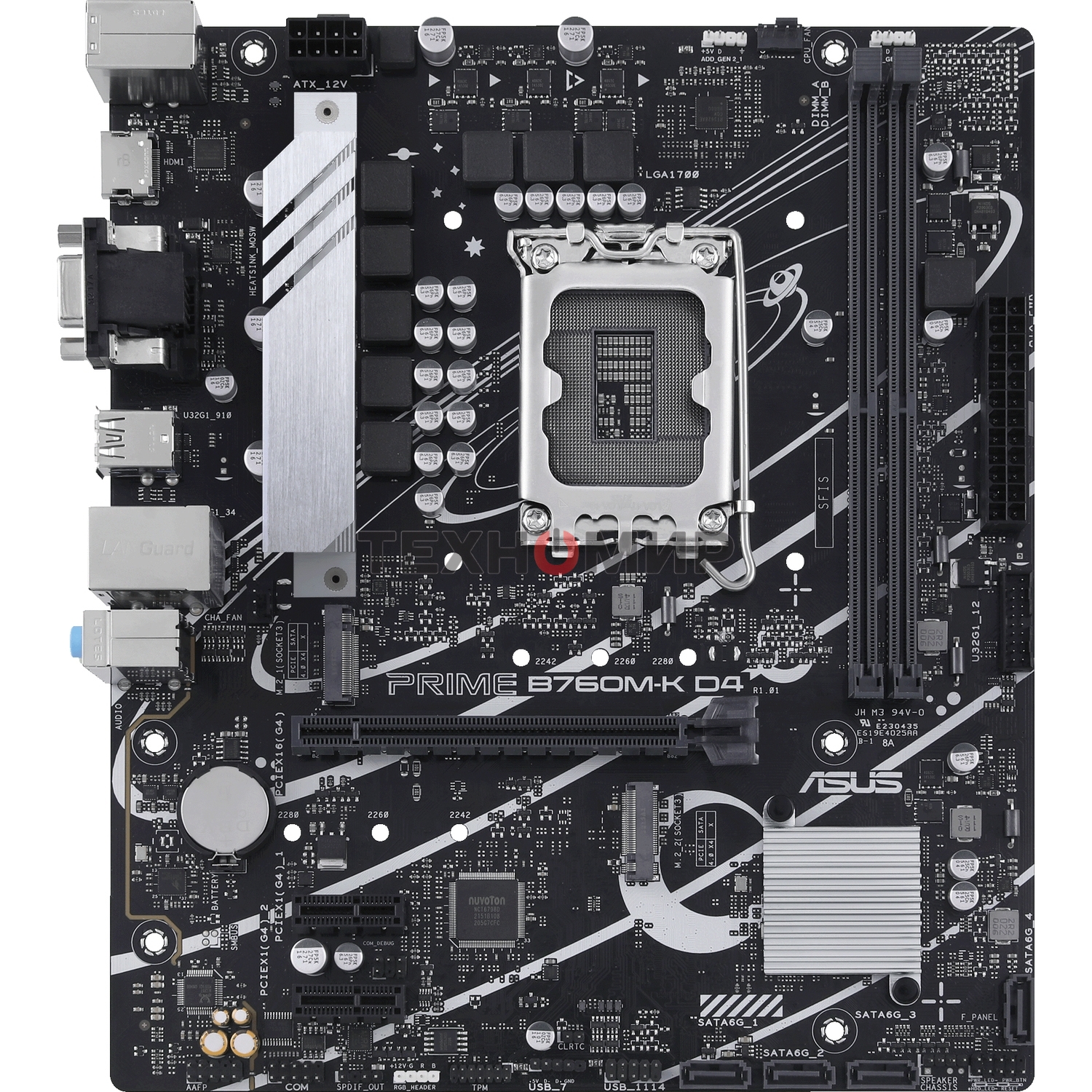 Материнская плата ASUS PRIME B760M-K D4, LGA 1700, Intel B760, 2xDDR4, 4xSATA, 2xM.2, 1xPCIe 4.0 x16, 2xPCIe x1, 1xHDMI, 1xVGA, 1x 2.5Gb LAN, 2xUSB-A 3.2 Gen 1, 2xUSB-A 2.0, 3x3.5 мм, 7.1, mATX