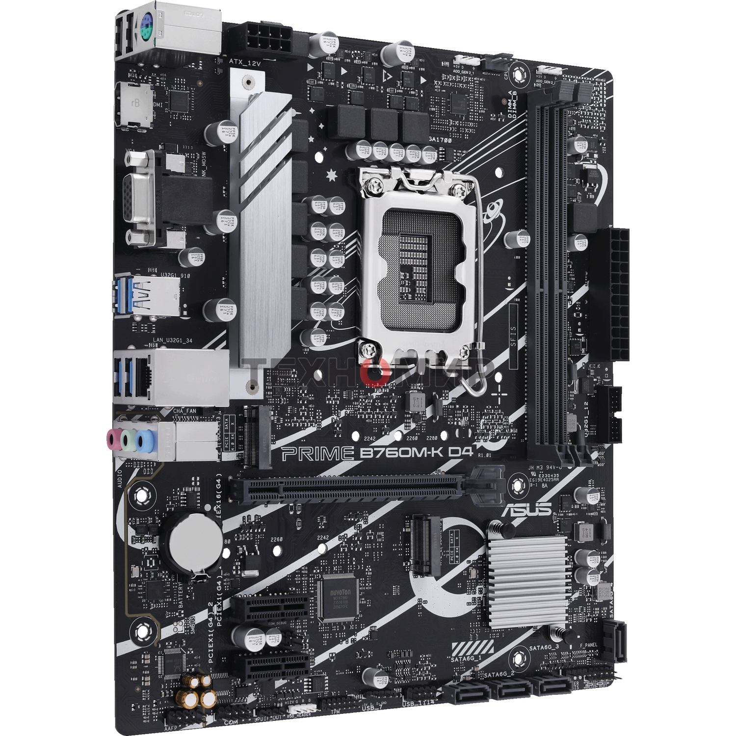 Материнская плата ASUS PRIME B760M-K D4, LGA 1700, Intel B760, 2xDDR4, 4xSATA, 2xM.2, 1xPCIe 4.0 x16, 2xPCIe x1, 1xHDMI, 1xVGA, 1x 2.5Gb LAN, 2xUSB-A 3.2 Gen 1, 2xUSB-A 2.0, 3x3.5 мм, 7.1, mATX