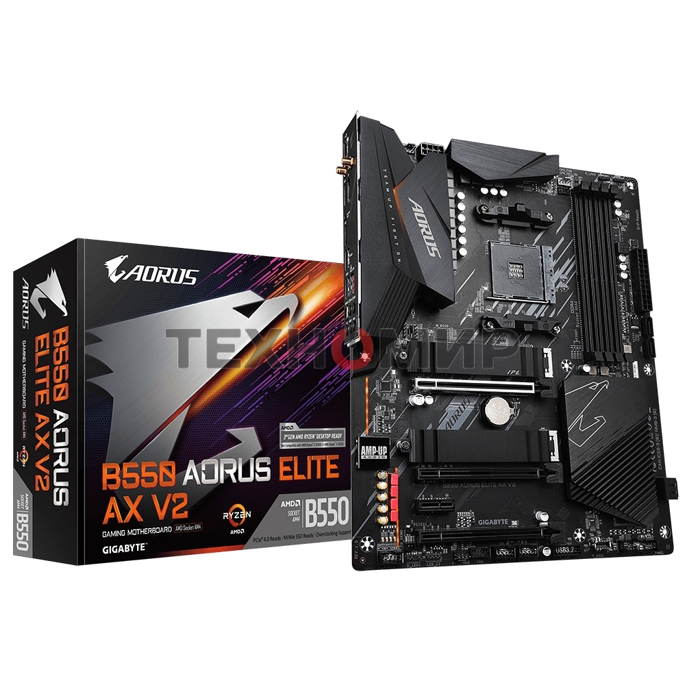Материнская плата Gigabyte B650M AORUS ELITE AX, AM5, AMD B650, 4xDDR5, 4xSATA, 2xM.2, 1xPCI-E 5.0 x4, 1xPCI-E 4.0 x16, 1xHDMI, 1xDP, 1x 2.5Gb LAN, 4xUSB-A 2.0, 5xUSB-A 3.2 Gen 1, 2xUSB-A 3.2 Gen 2, 1xUSB-C 3.2 Gen 2, 2x3.5 мм, 7.1, Micro-ATX