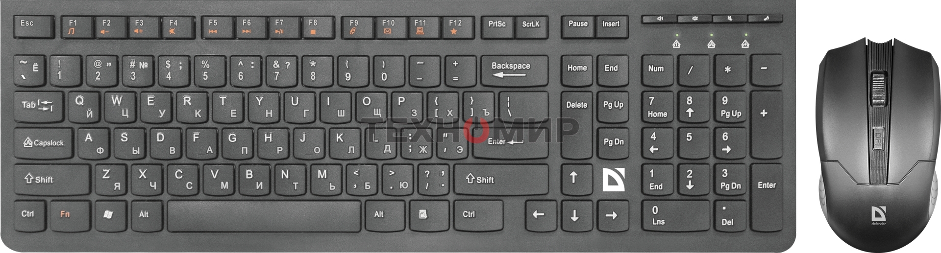 Комплект клавиатура+мышь Defender Columbia C-775 беспроводной, USB, 1600 DPI, чёрный