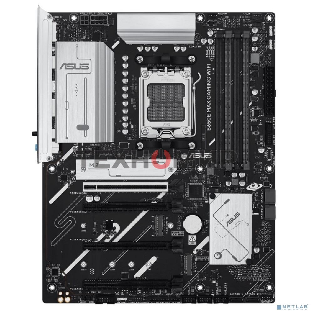 Материнская плата ASUS B650E MAX GAMING WIFI, AM5, AMD B650, 4xDDR5, 4xSATA, 3xM.2, 1xPCIe 5.0 x16, 1xPCIe 4.0 x16, 2xPCIe 3.0 x1, 1xDP, 1xHDMI, 1x2.5Gb LAN, Wi-Fi 6E, Bluetooth 5.3, 4xUSB-A 10Gbps, 1xUSB-C 10Gbps, 2xUSB-A 5Gbps, 2xUSB-A 2.0, 3x3.5 мм, 7.