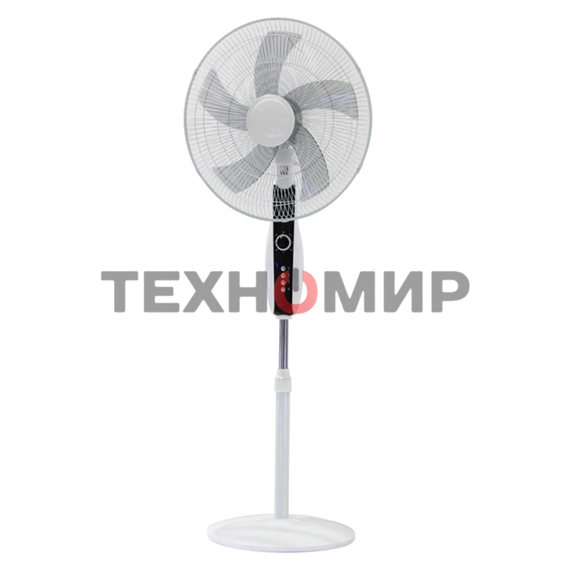 Вентилятор напольный DUX 60-0213 белый/синий 60 Вт, 5 лопастей, подставка круглая, д/у управление