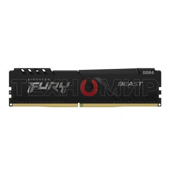 Оперативная память Kingston Fury Beast, DDR4, 16GB (1x16GB), 3200MHz, CL16, DIMM, с радиатором, черный