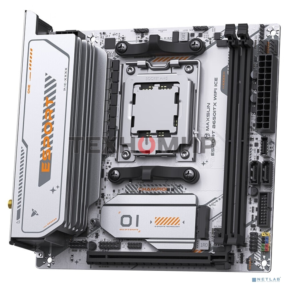 Материнская плата MAXSUN MS-eSport B650ITX WIFI ICE, AM5, AMD B650, 2xDDR5, 2xSATA, 2xM.2, 1xPCIe 5.0 x16, 1xHDMI 1.4, 1xDP, 1x2.5Gb LAN, Wi-Fi 6, Bluetooth 5.2, 2xUSB-A 5Gbps, 4xUSB-A 2.0, 3x3.5 мм, 7.1, Mini-ITX